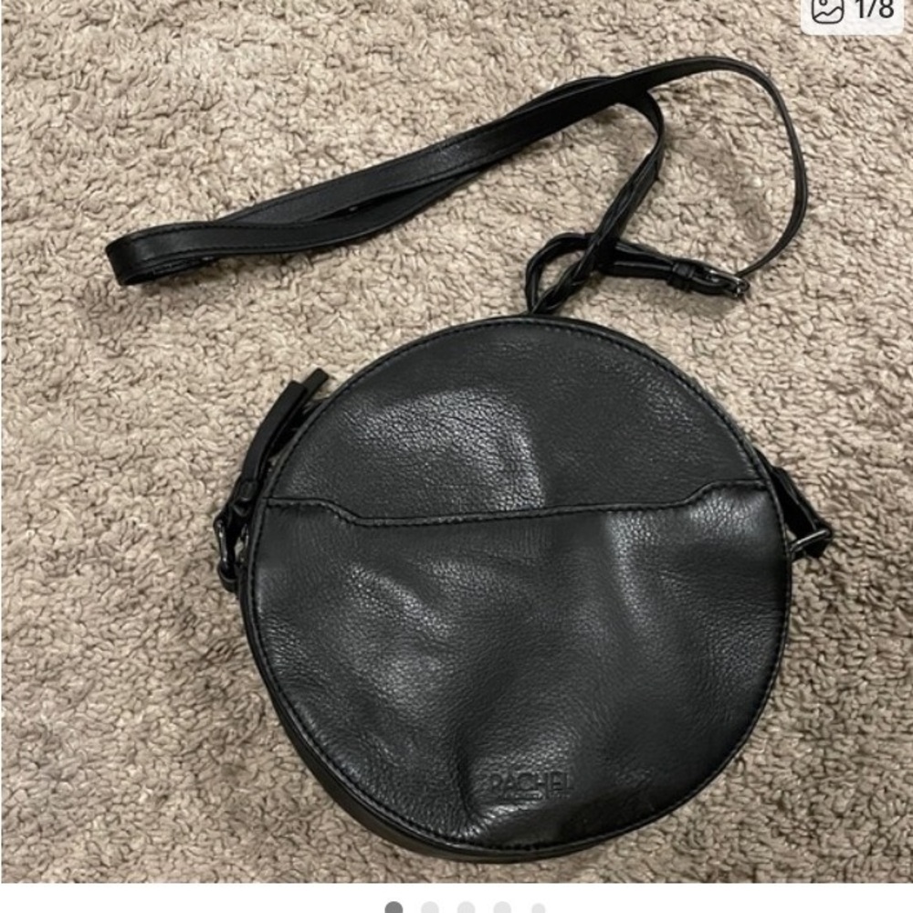 Round Black Leather Crossbody Bag
